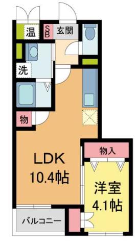 シェルプールV(1LDK/2階)の間取り写真