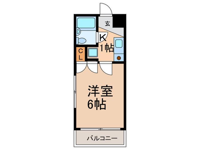 ライオンズマンション六甲道(1K/2階)の間取り写真