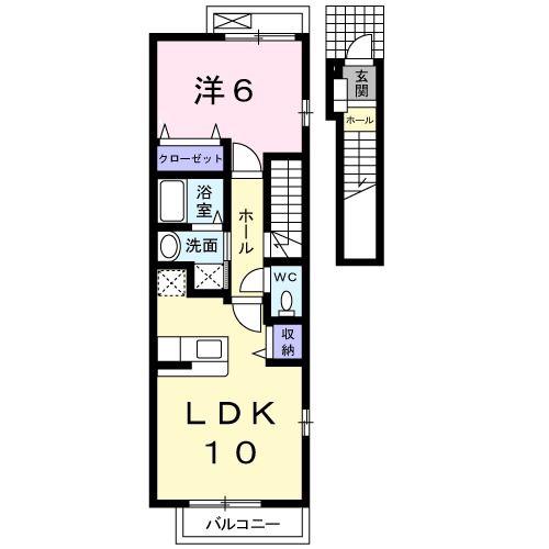 シャトレ桜3(1LDK/2階)の間取り写真