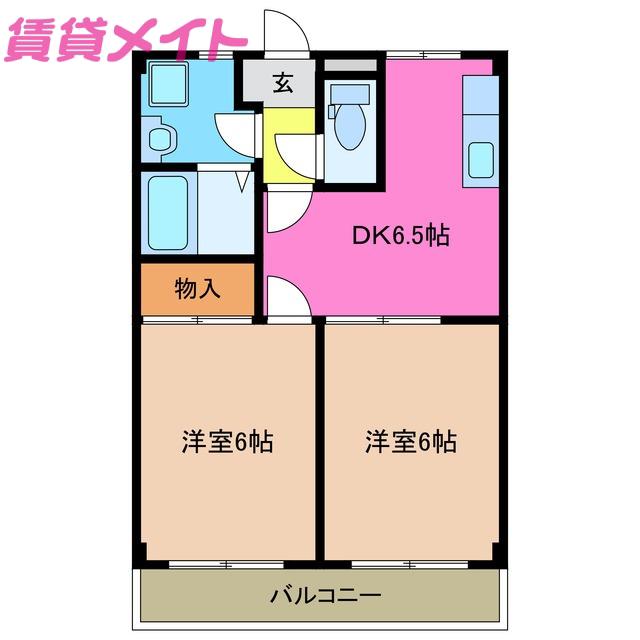 MAY FLOWER110(2DK/2階)の間取り写真