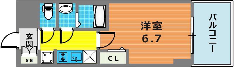 プレサンス神戸セレスティア(1K/7階)の間取り写真