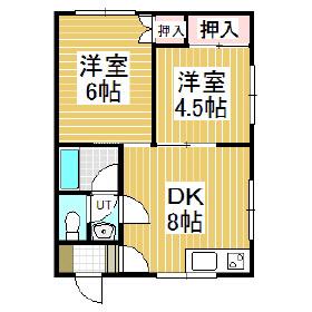 ブリリアント元町(2DK/1階)の間取り写真