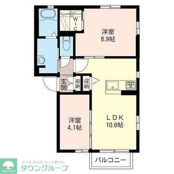 ベルヒルB(2LDK/2階)の間取り写真