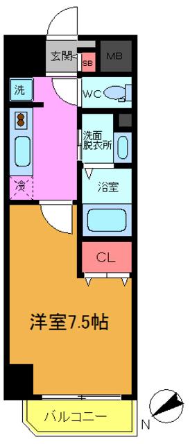 アンクレージュ西船橋(1K/1階)の間取り写真