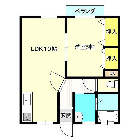 コーポふうりん(1LDK/1階)の間取り写真