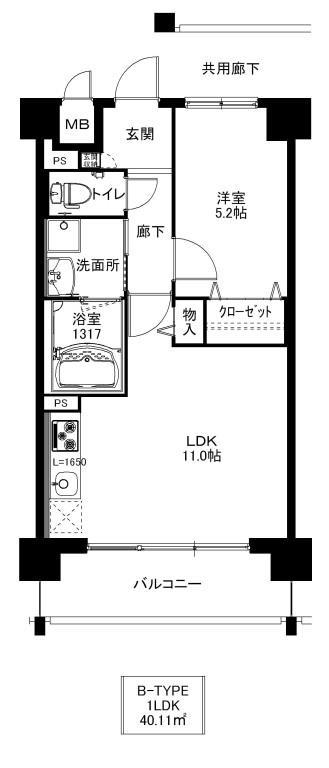 フレアハラ(1LDK/5階)の間取り写真