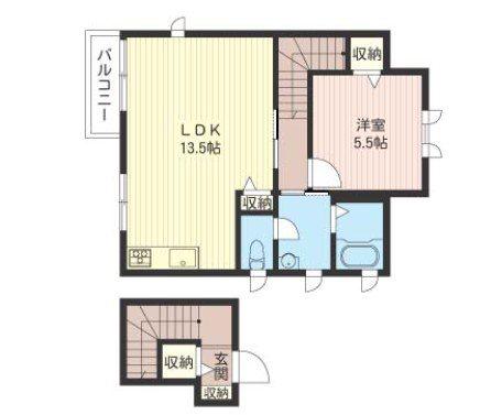 ヴューテラスH(1LDK/2階)の間取り写真