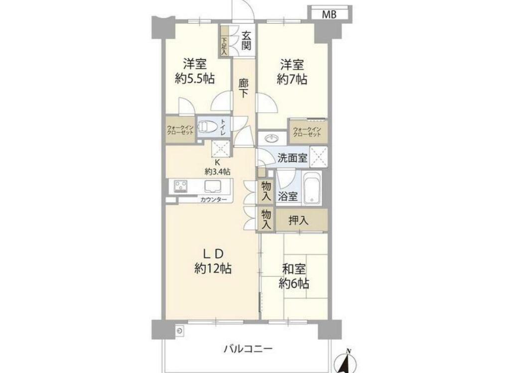 エクシオ守谷御所ケ丘(3LDK/3階)の間取り写真