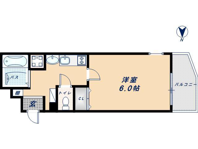 プレサンス難波リバーオアシス(1K/2階)の間取り写真