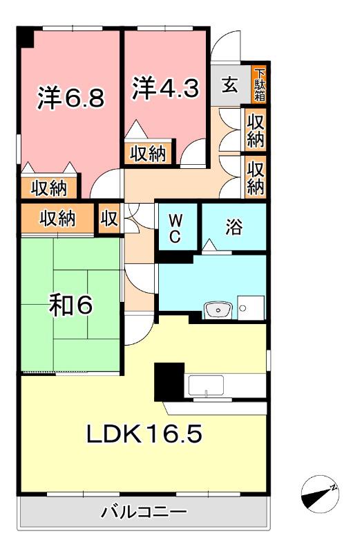 グリーンコート日吉(3LDK/3階)の間取り写真
