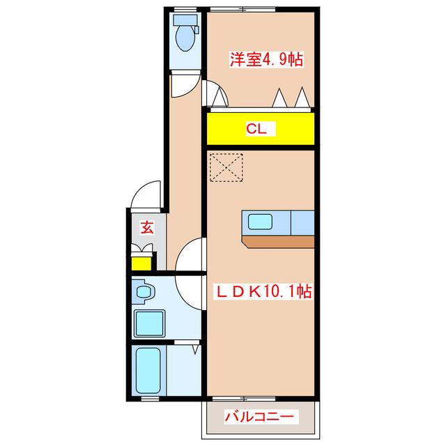 PRENDRE(1LDK/2階)の間取り写真