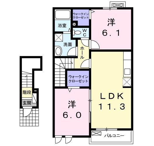 グランド アルブル I(2LDK/2階)の間取り写真