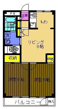 レジデンス木下 R(2LDK/3階)の間取り写真