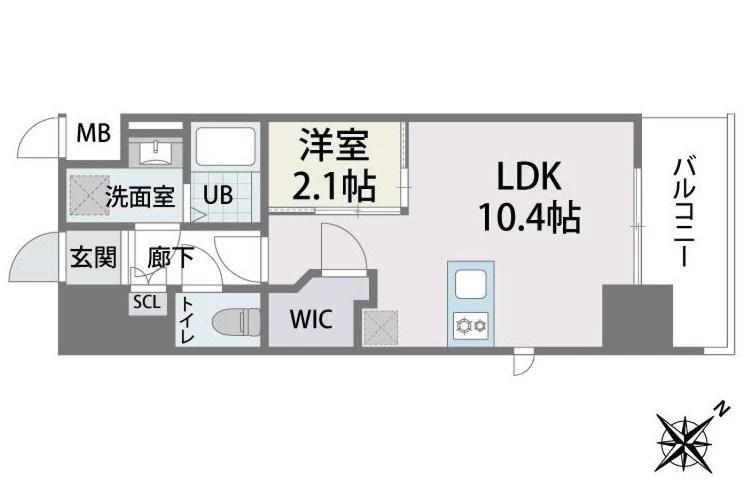 ラクラス博多II(1LDK/11階)の間取り写真
