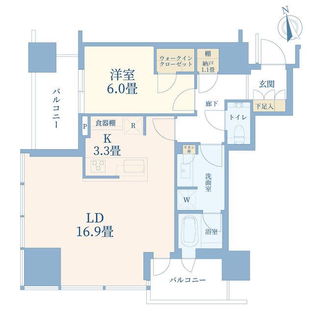 ブランズ渋谷桜丘(1LDK/18階)の間取り写真