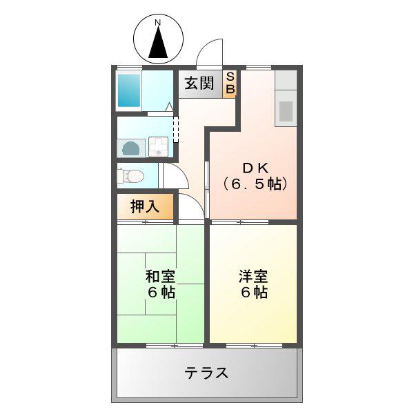 エンジェルハイム(2DK/2階)の間取り写真