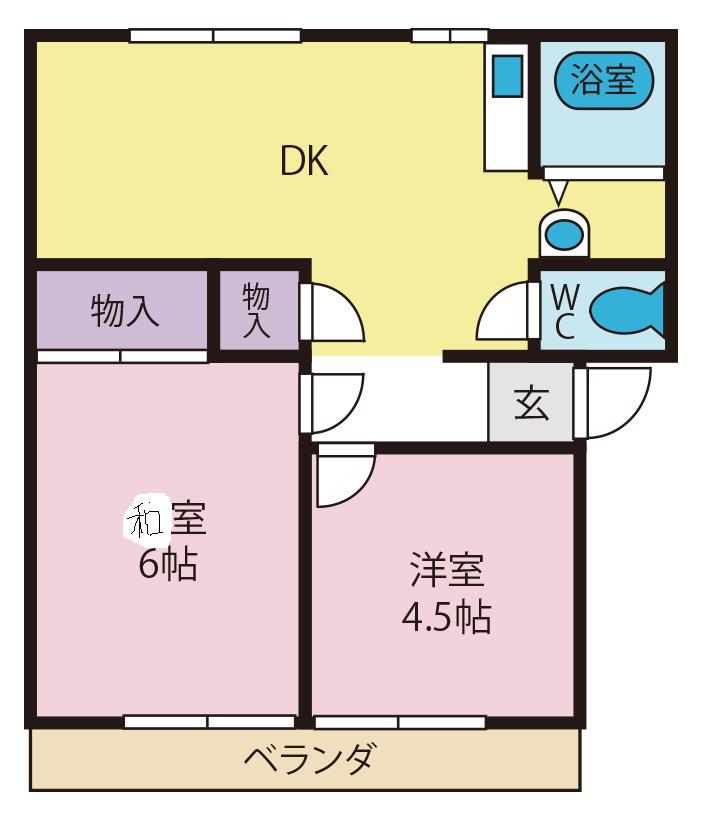 アヴォンリー山中湖I-D(2DK/1階)の間取り写真