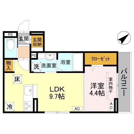 LA CHANCE和田町(1LDK/1階)の間取り写真