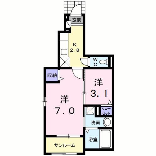 ブリーズ N(1SK/1階)の間取り写真
