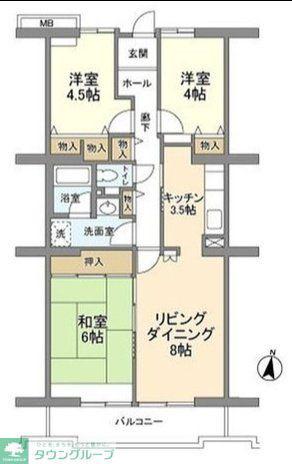 コーポレート中央林間1号棟(3LDK/3階)の間取り写真