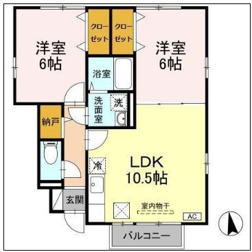 ブランシェコート B(2LDK/1階)の間取り写真
