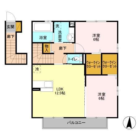 ソレイユA(2LDK/2階)の間取り写真