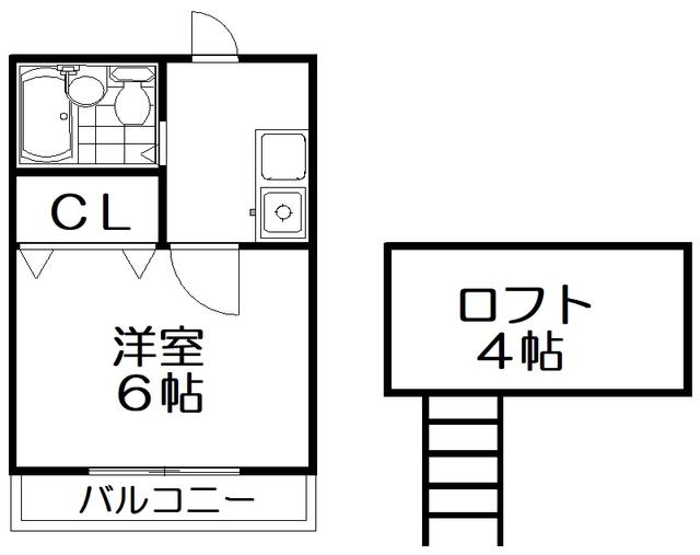 プランドール楠葉(1K/2階)の間取り写真