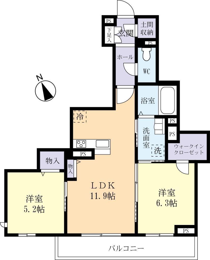 セントヒルズ(2LDK/3階)の間取り写真