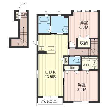 ラ・フォンテD(2LDK/2階)の間取り写真