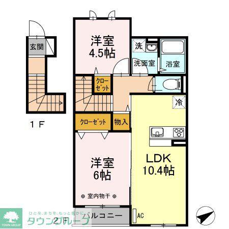 コンフォートレジデンス上大岡IX A棟(2LDK/2階)の間取り写真
