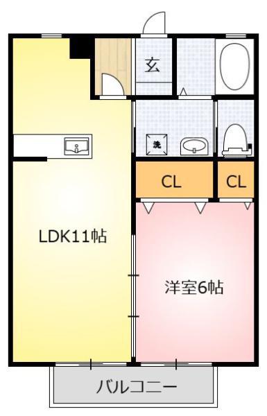 プリマヴェーラII(1LDK/1階)の間取り写真