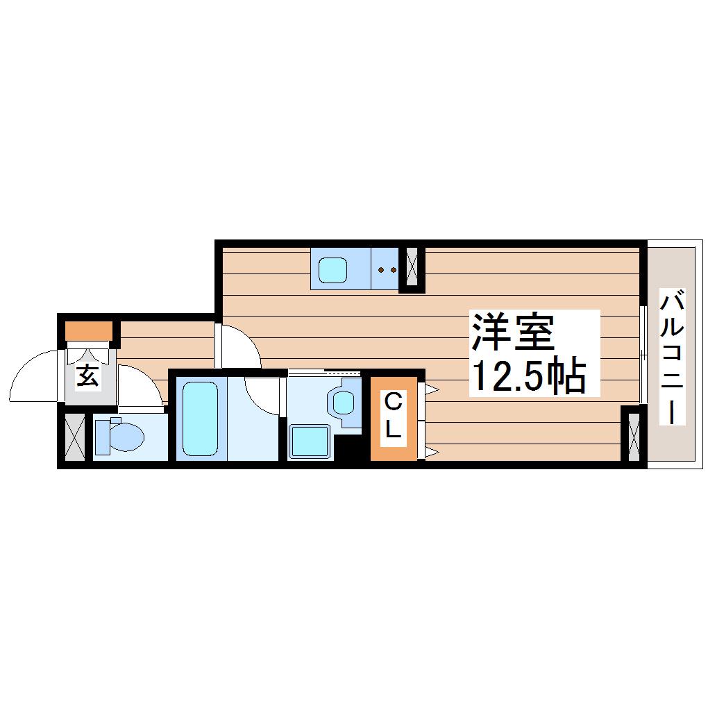 ブランヴェール(ワンルーム/3階)の間取り写真
