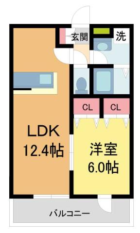 リブリ・リヴェール池田呉服町(1LDK/2階)の間取り写真
