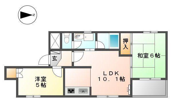 コーポラスYUTAKA(2LDK/2階)の間取り写真