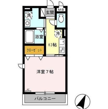 アルテール(1K/2階)の間取り写真