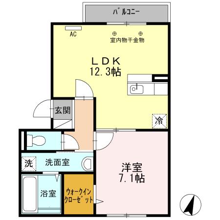 メイト城北 A棟(1LDK/3階)の間取り写真
