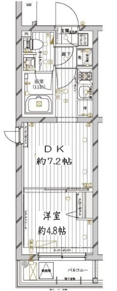 レガリス目黒西小山(1DK/2階)の間取り写真