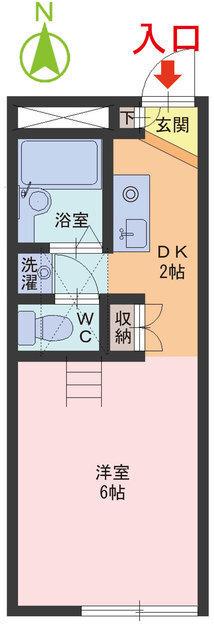 ディアコート(1DK/2階)の間取り写真