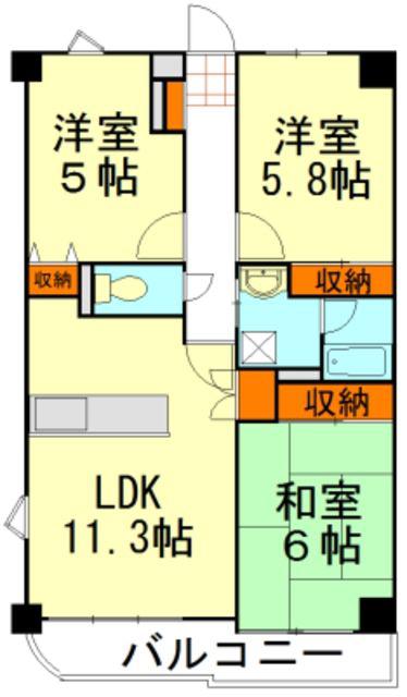 コリーヌ・アンソレイエ(3LDK/4階)の間取り写真