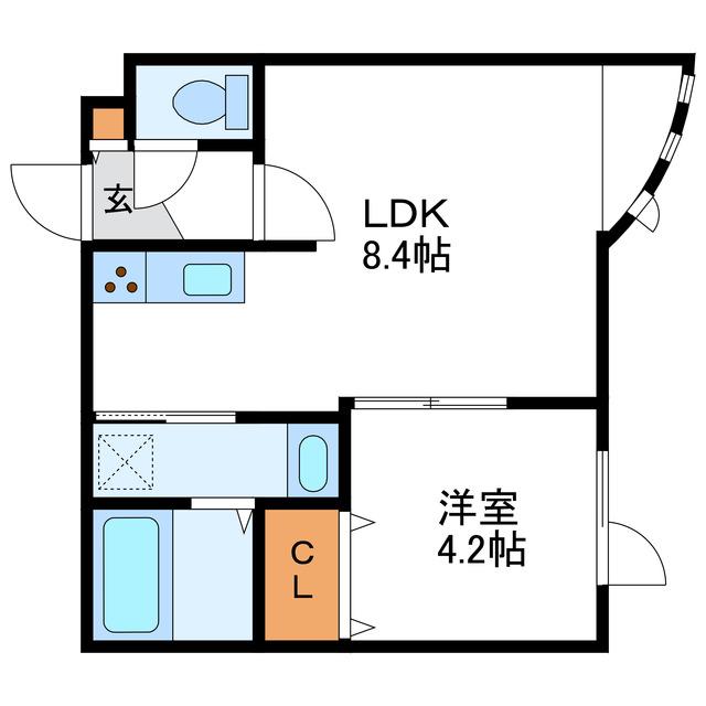 アークコート北27条II(1LDK/2階)の間取り写真