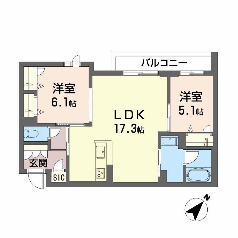 シャーメゾン エクロール 一部みらいエコ(2LDK/3階)の間取り写真