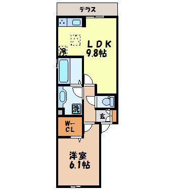 リッチローレル(1LDK/1階)の間取り写真