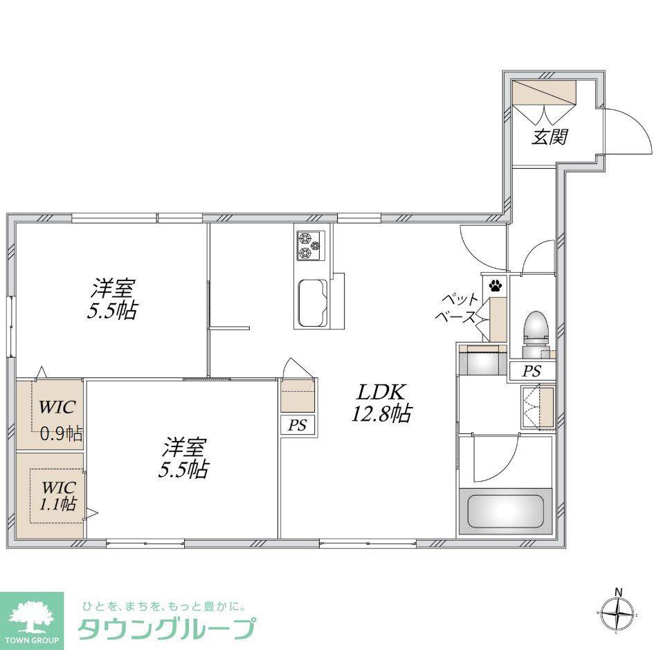 千代ケ丘9丁目メゾン(2LDK/1階)の間取り写真