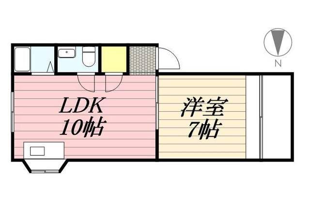 ロイヤルコーポ琴の浦II(1LDK/3階)の間取り写真