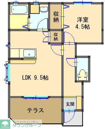 アンテクゥール(1LDK/1階)の間取り写真