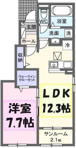 クイーンハウスII B棟(1LDK/1階)の間取り写真