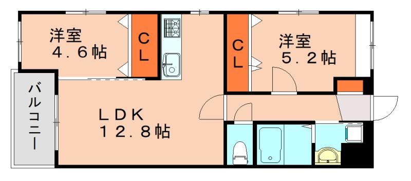 サニーコート須恵(2LDK/1階)の間取り写真