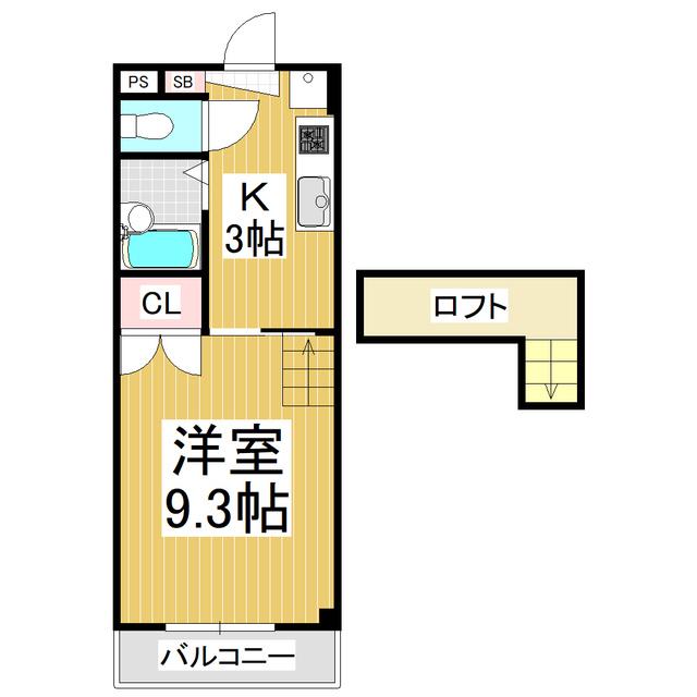 カープハイツ(1K/2階)の間取り写真
