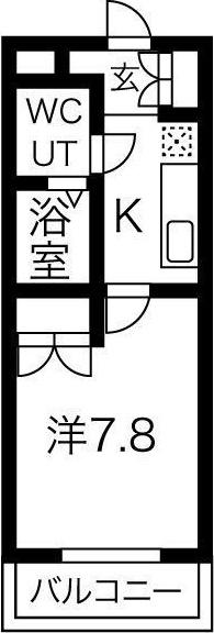 GLAハート飾磨A棟(1K/2階)の間取り写真