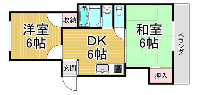 東園田ハイツ(2DK/2階)の間取り写真
